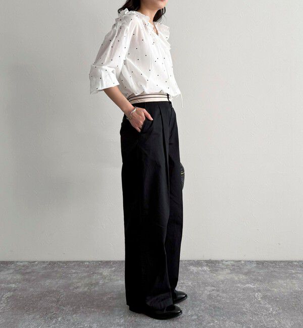 fredy emue「ドット刺繍フリルカラーブラウス」|シャツ・ブラウス|