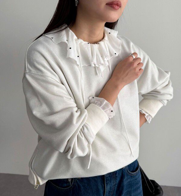 fredy emue「ドット刺繍フリルカラーブラウス」|シャツ・ブラウス|