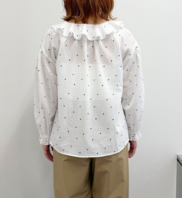 fredy emue「ドット刺繍フリルカラーブラウス」|シャツ・ブラウス|