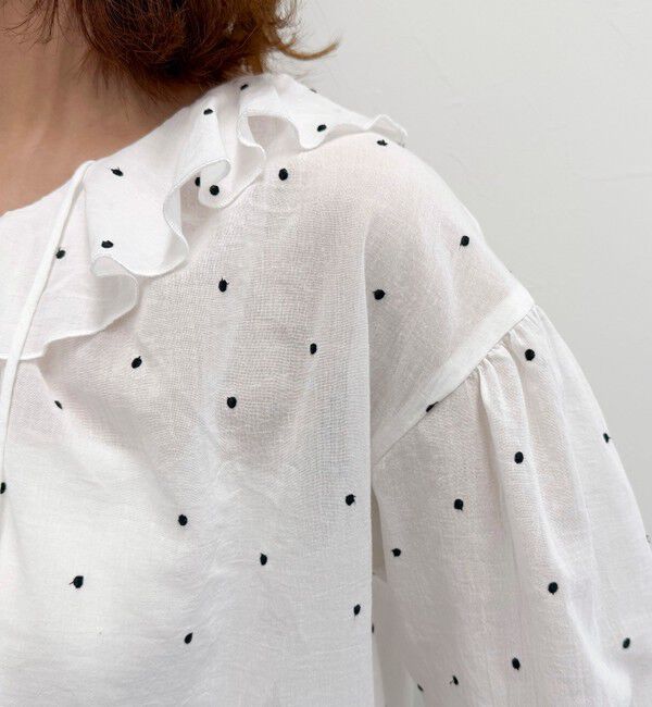fredy emue「ドット刺繍フリルカラーブラウス」|シャツ・ブラウス|