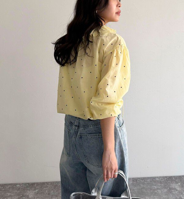 fredy emue「ドット刺繍フリルカラーブラウス」|シャツ・ブラウス|
