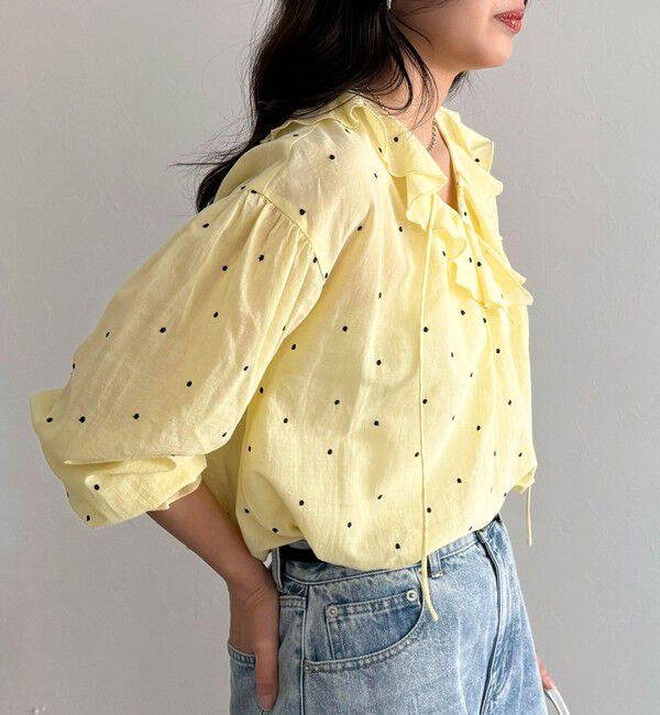 fredy emue「ドット刺繍フリルカラーブラウス」|シャツ・ブラウス|