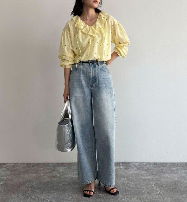 fredy emue「ドット刺繍フリルカラーブラウス」|シャツ・ブラウス|