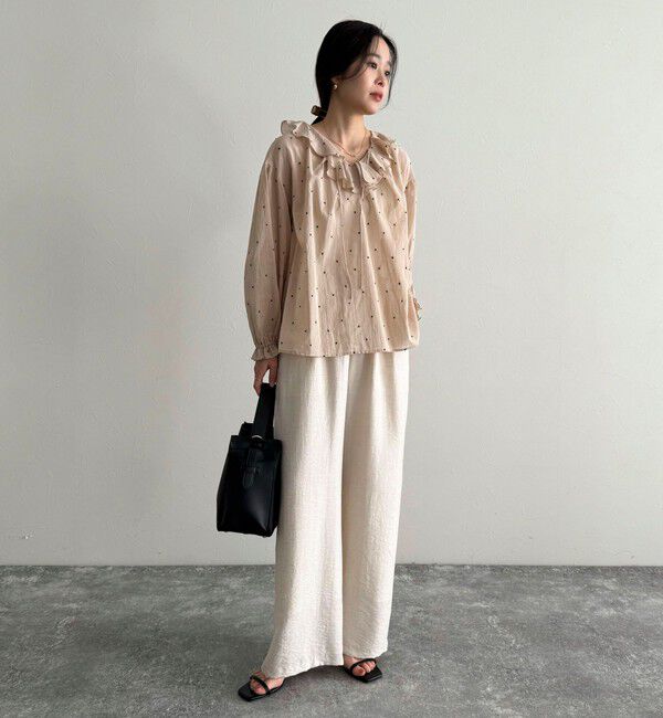 fredy emue「ドット刺繍フリルカラーブラウス」|シャツ・ブラウス|