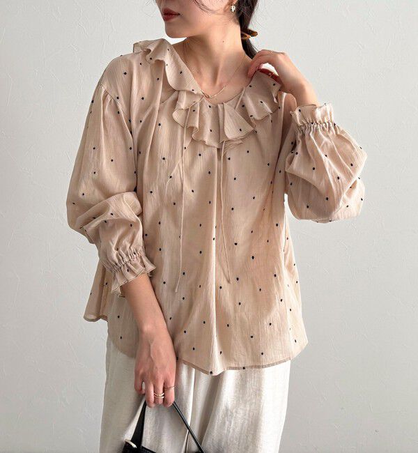 fredy emue「ドット刺繍フリルカラーブラウス」|シャツ・ブラウス|