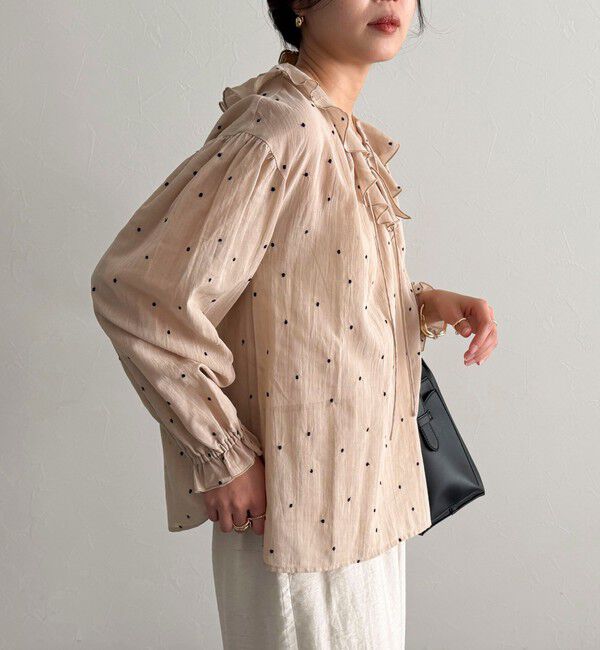 fredy emue「ドット刺繍フリルカラーブラウス」|シャツ・ブラウス|