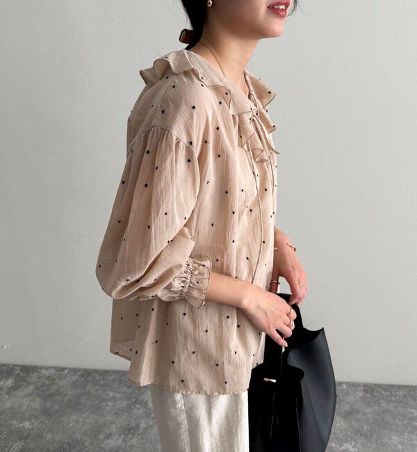 fredy emue「ドット刺繍フリルカラーブラウス」|シャツ・ブラウス|