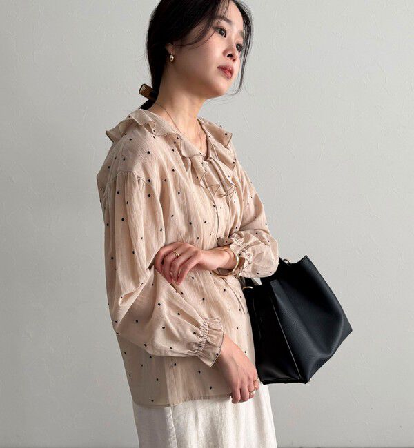 fredy emue「ドット刺繍フリルカラーブラウス」|シャツ・ブラウス|
