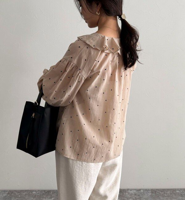 fredy emue「ドット刺繍フリルカラーブラウス」|シャツ・ブラウス|