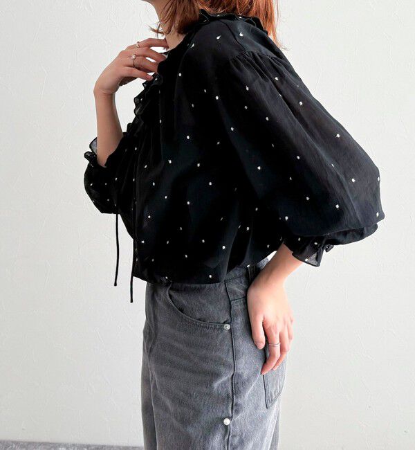fredy emue「ドット刺繍フリルカラーブラウス」|シャツ・ブラウス|