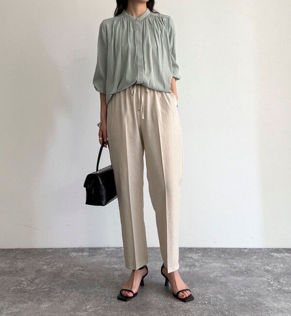 fredy emue「リネン混バイオツイルテーパードパンツ」|チノ|