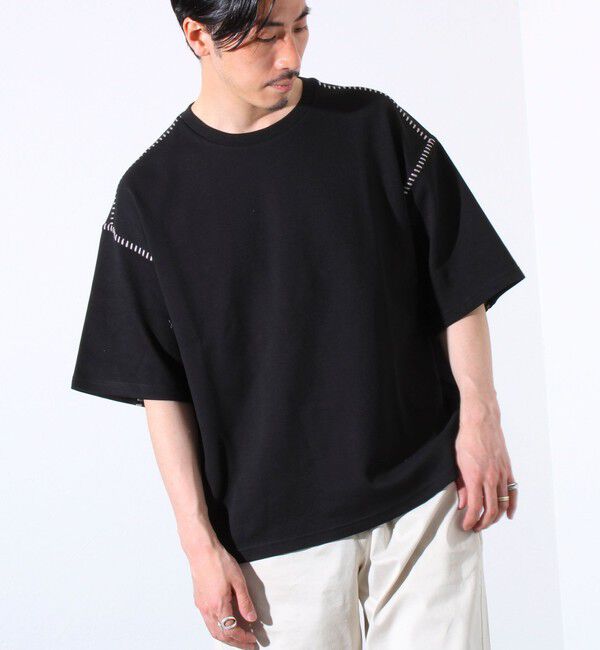 GLOSTER「【GLOSTER/グロスター】ラダー配色ステッチ クルーネック半袖Tシャツ」|Tシャツ・カットソー|