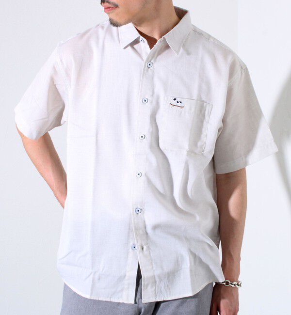 GLOSTER「【GLOSTER/グロスター】フレンチブルドッグ刺繍 空浮着 ショートスリーブシャツ」|シャツ・ブラウス|オフホワイト