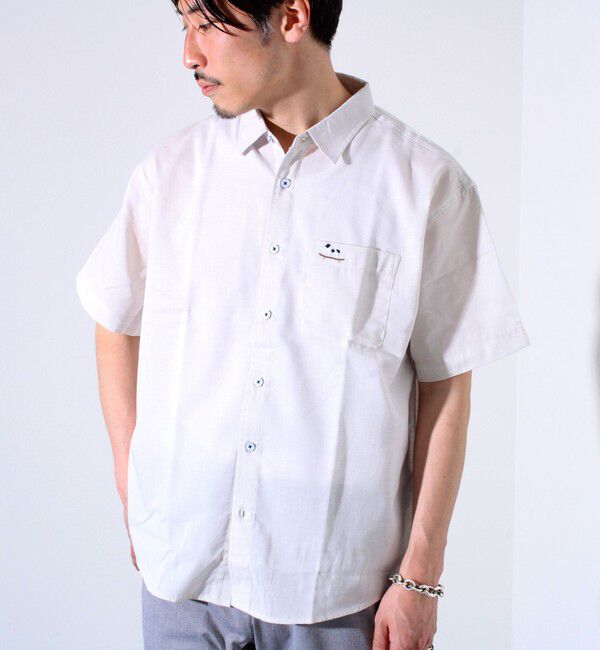 GLOSTER「【GLOSTER/グロスター】フレンチブルドッグ刺繍 空浮着 ショートスリーブシャツ」|シャツ・ブラウス|