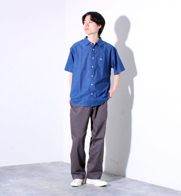 GLOSTER「【GLOSTER/グロスター】フレンチブルドッグ刺繍 空浮着 ショートスリーブシャツ」|シャツ・ブラウス|