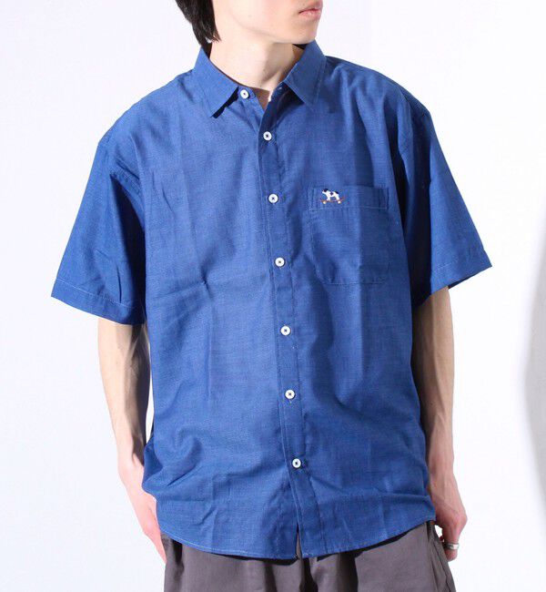 GLOSTER「【GLOSTER/グロスター】フレンチブルドッグ刺繍 空浮着 ショートスリーブシャツ」|シャツ・ブラウス|