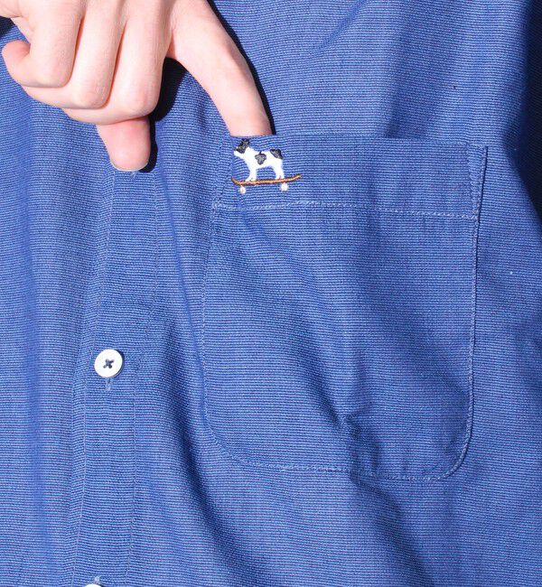 GLOSTER「【GLOSTER/グロスター】フレンチブルドッグ刺繍 空浮着 ショートスリーブシャツ」|シャツ・ブラウス|