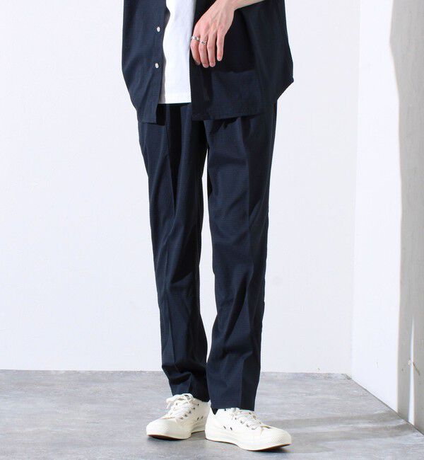 GLOSTER「【GLOSTER/グロスター】メッシュサッカー素材 テーパードイージーパンツ」|チノ|ダークネイビー