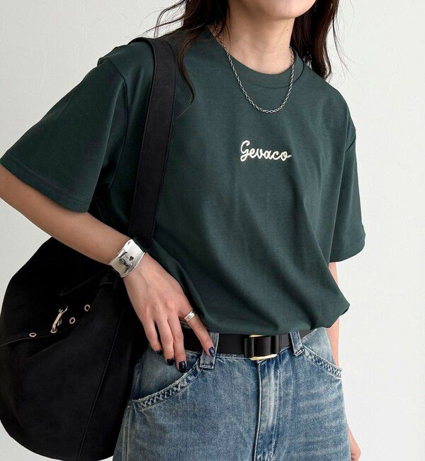 fredy emue「【GEVACO/ゲバコ】ワンポイントロゴチェーン刺繍半袖Tシャツ」|Tシャツ・カットソー|カーキ
