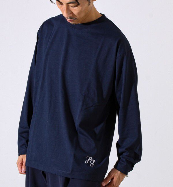 GLOSTER「【MARUDE COTTON】ロープ刺繍Ｔ ロングスリーブ」|Tシャツ・カットソー|ダークネイビー
