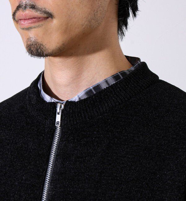 GLOSTER「【チクチクしないニットシリーズ】モールダブルフェイス クルージップカーデ」|カーディガン|