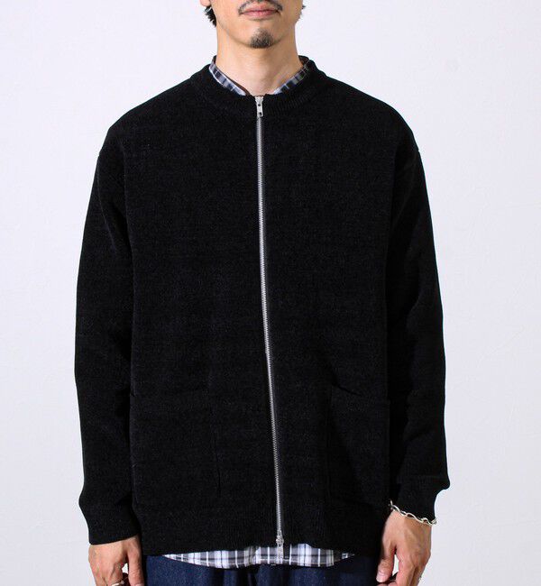 GLOSTER「【チクチクしないニットシリーズ】モールダブルフェイス クルージップカーデ」|カーディガン|