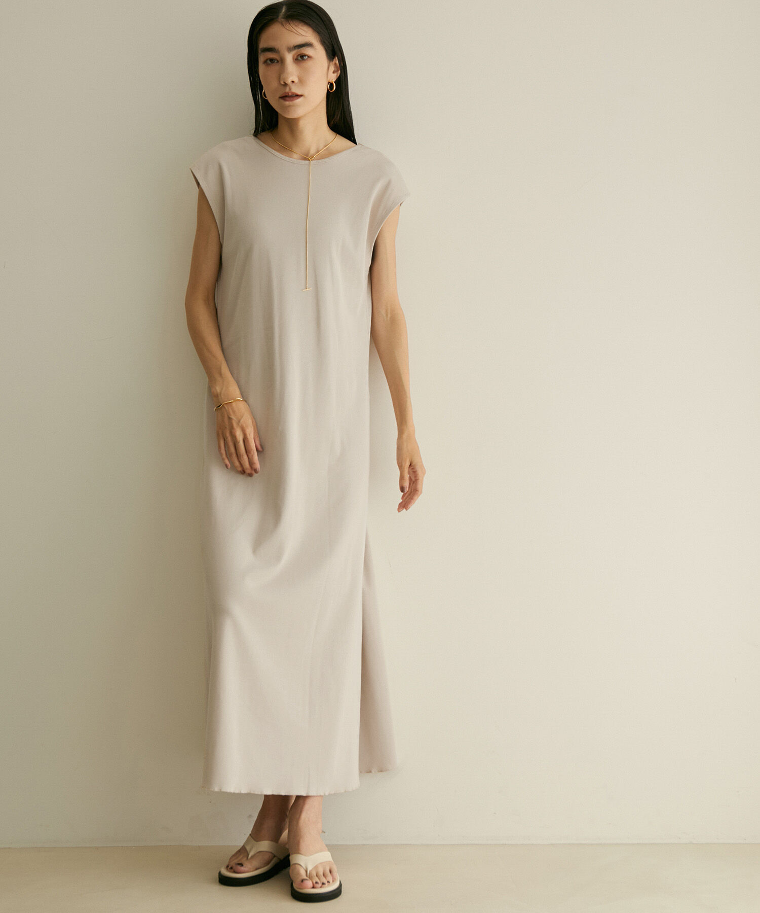 SALON adam et rope'「【2WAY・手洗い可能】ストレッチテレコノースリーブワンピース」|ワンピース|