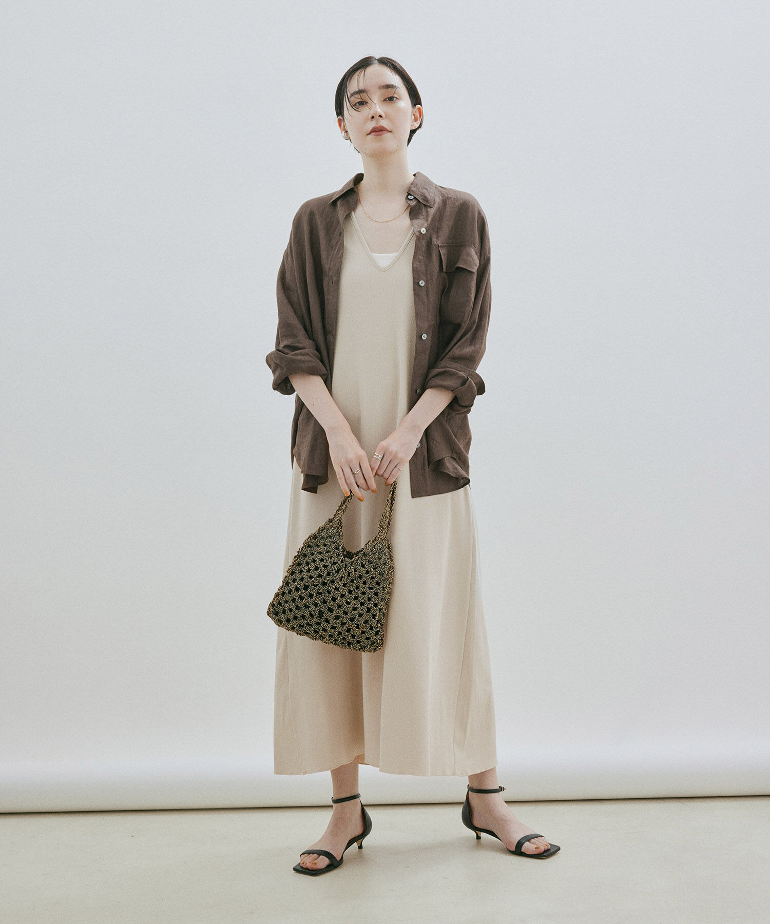 SALON adam et rope'「【2WAY・手洗い可能】ストレッチテレコノースリーブワンピース」|ワンピース|