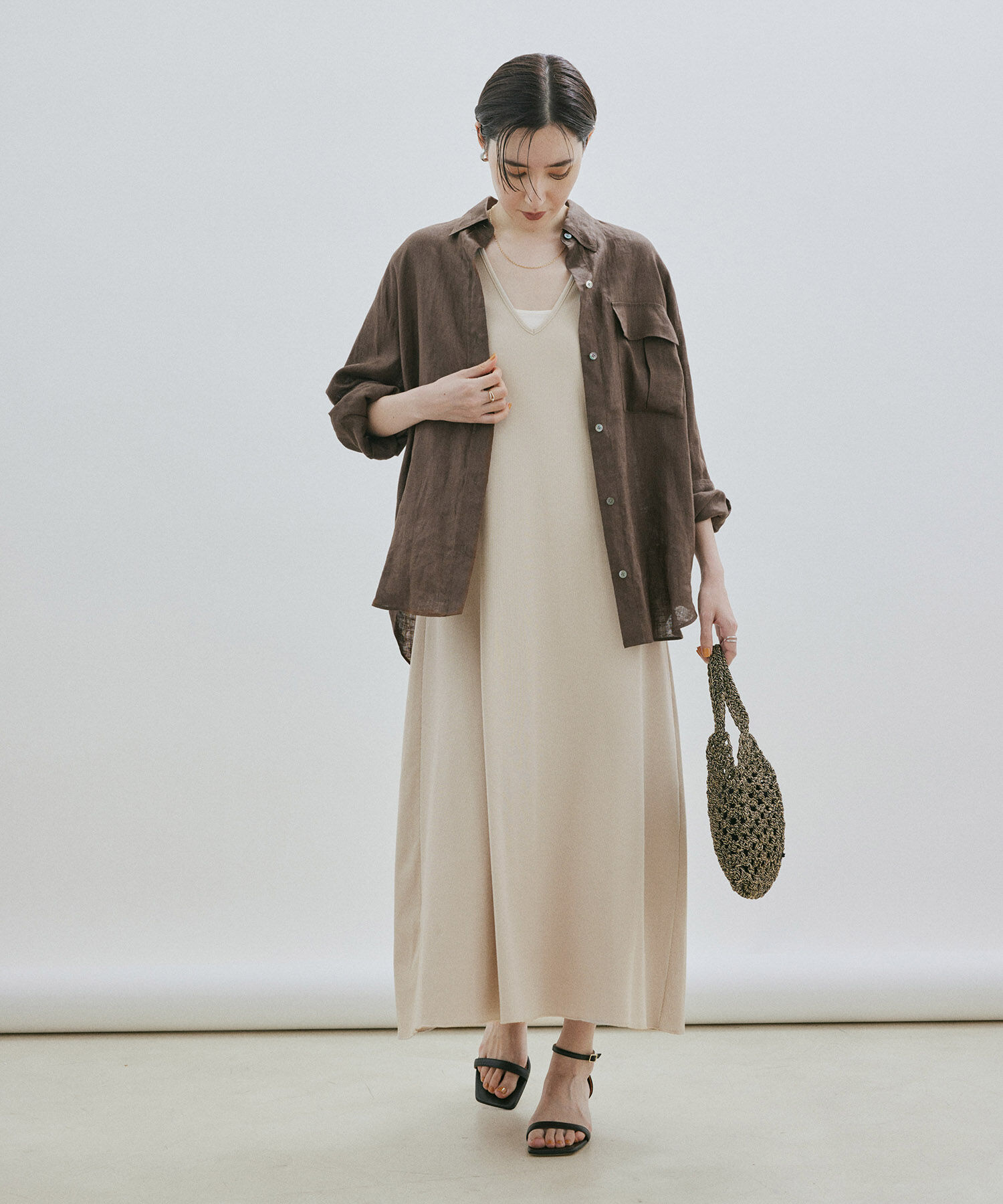 SALON adam et rope'「【2WAY・手洗い可能】ストレッチテレコノースリーブワンピース」|ワンピース|