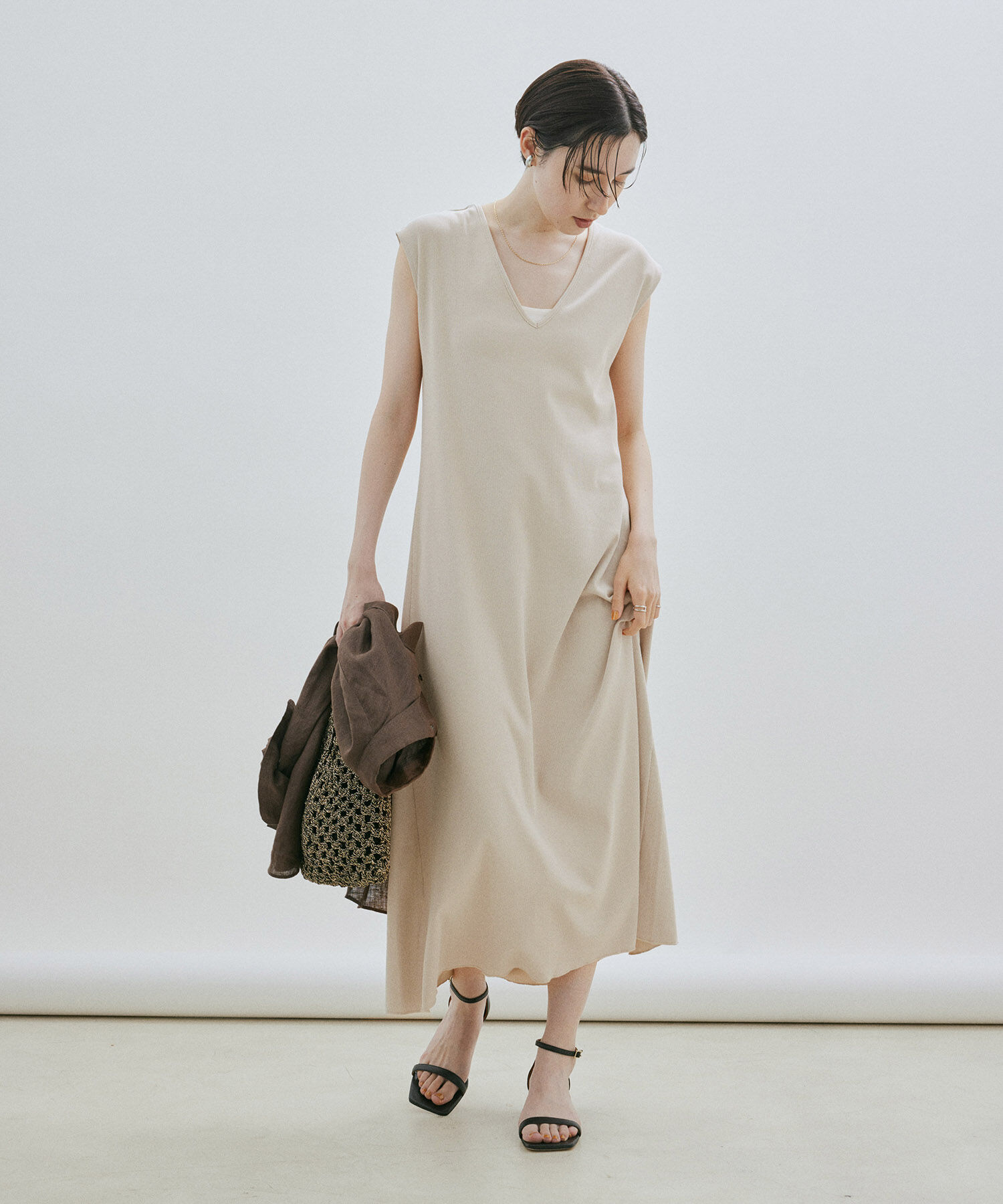 SALON adam et rope'「【2WAY・手洗い可能】ストレッチテレコノースリーブワンピース」|ワンピース|