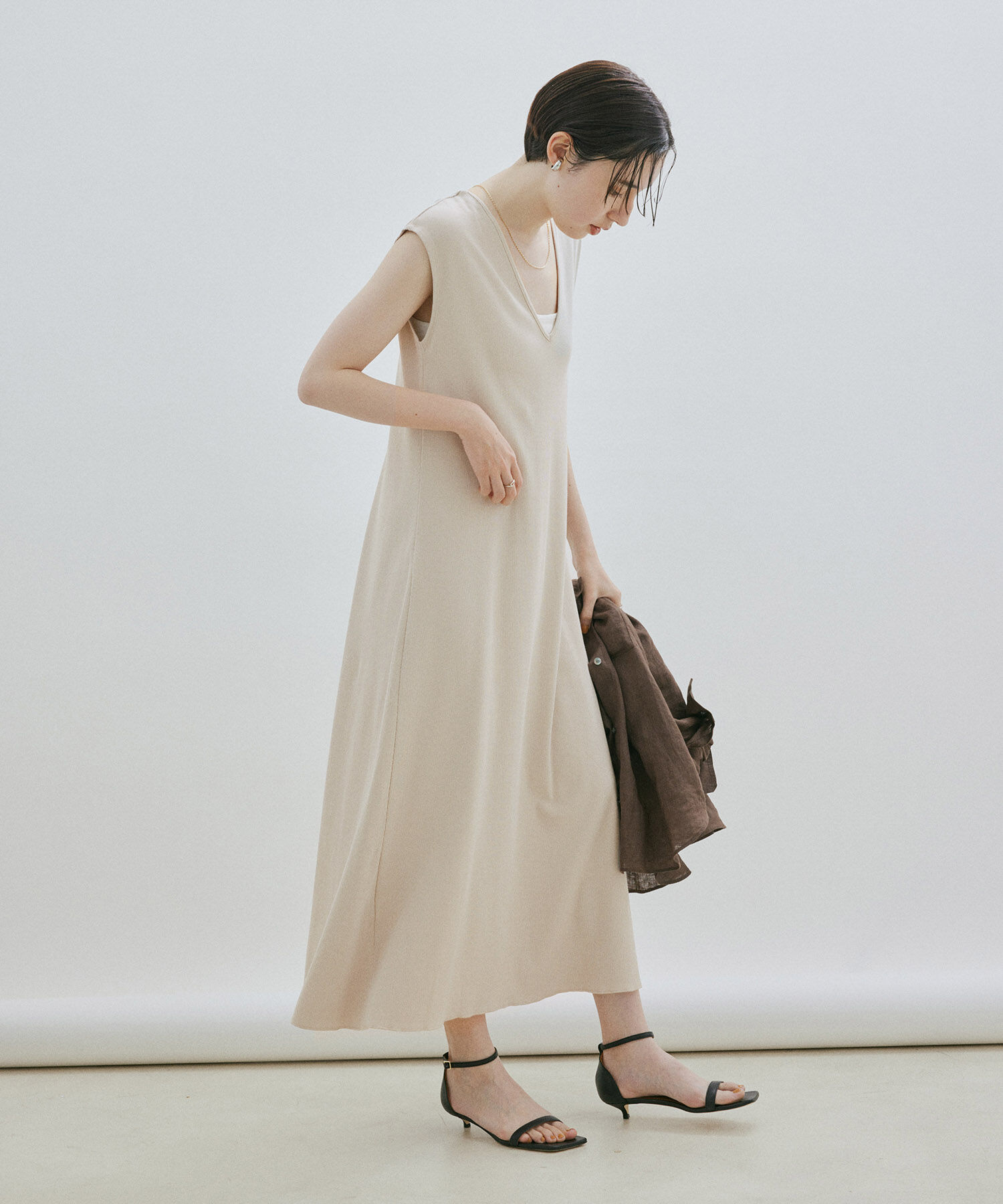 SALON adam et rope'「【2WAY・手洗い可能】ストレッチテレコノースリーブワンピース」|ワンピース|