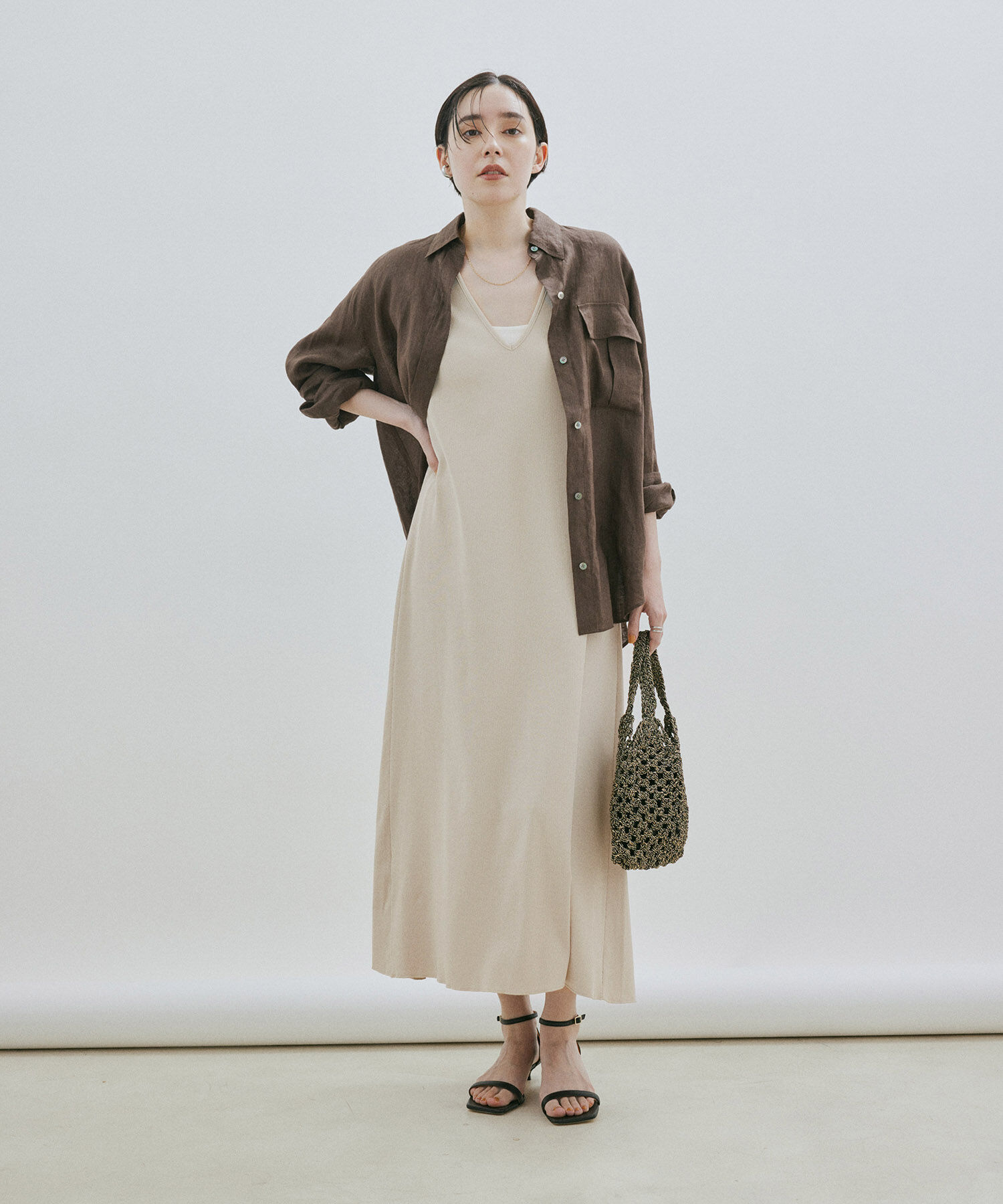 SALON adam et rope'「【2WAY・手洗い可能】ストレッチテレコノースリーブワンピース」|ワンピース|