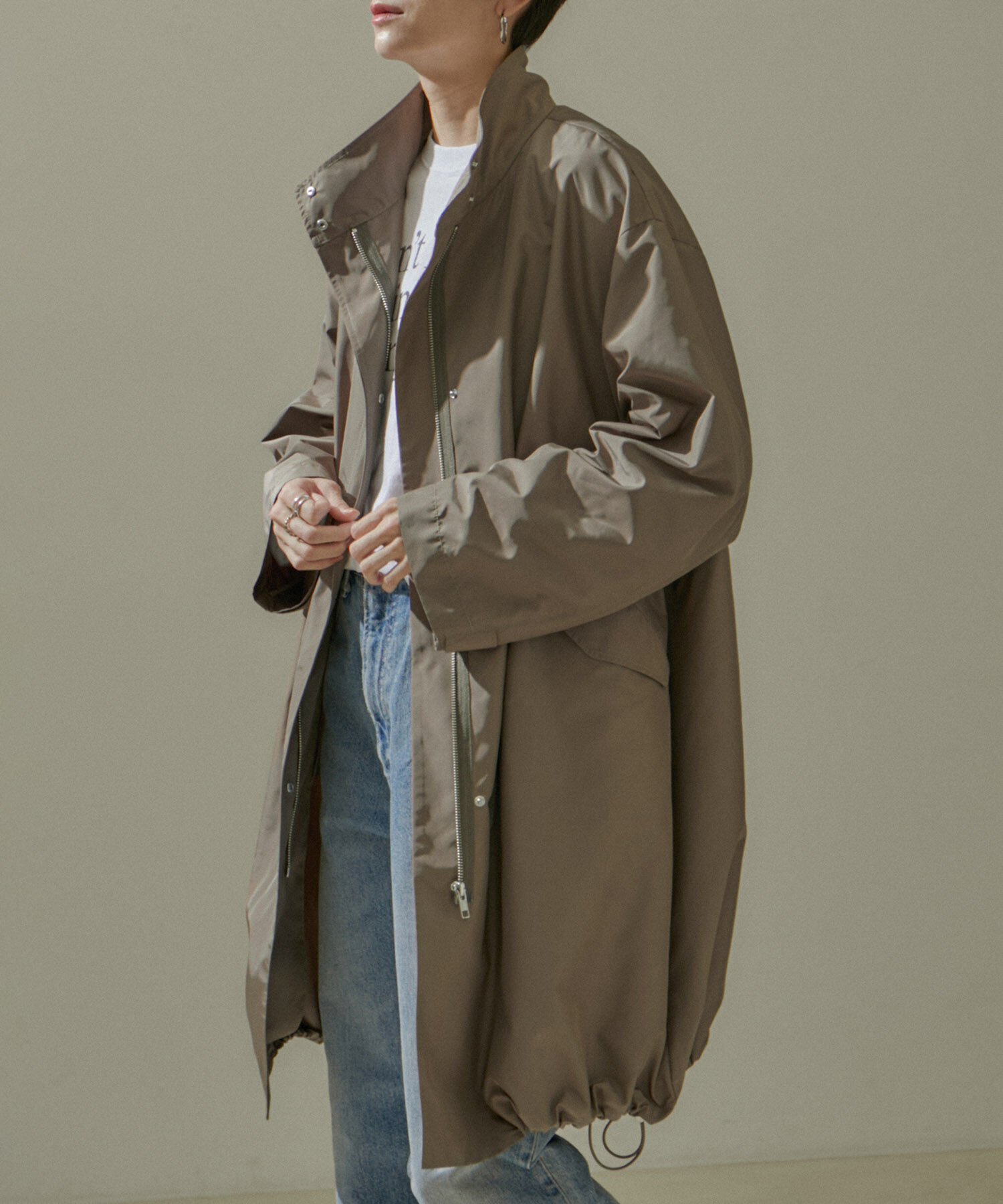 SALON adam et rope'「[24SS]ミリタリースタンドカラーコート/モッズコート【撥水加工・洗える】」|ミリタリージャケット|ブラウン系(23)