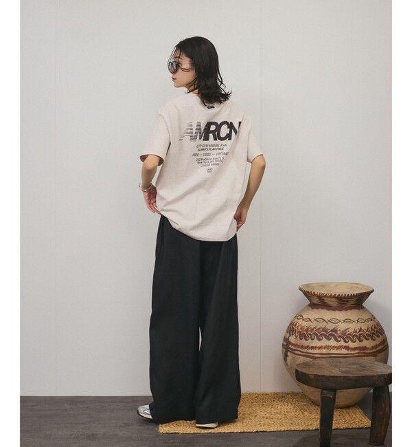 SALON adam et rope'「【Americana（アメリカーナ）】ラフィー丸胴 プリントT」|Tシャツ・カットソー|