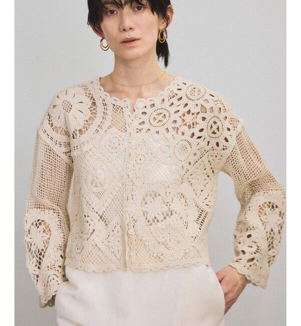 SALON adam et rope'「クロシェニットクロップドカーディガン」|カーディガン|