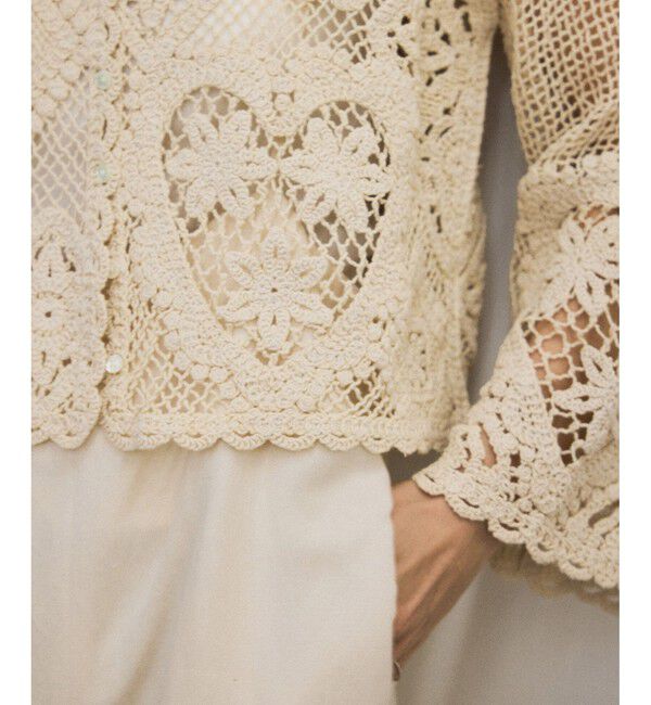 SALON adam et rope'「クロシェニットクロップドカーディガン」|カーディガン|