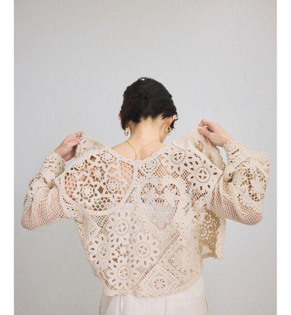 SALON adam et rope'「クロシェニットクロップドカーディガン」|カーディガン|