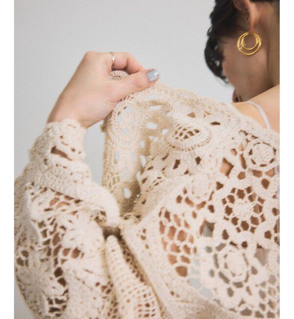 SALON adam et rope'「クロシェニットクロップドカーディガン」|カーディガン|