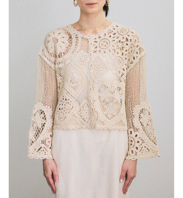 SALON adam et rope'「クロシェニットクロップドカーディガン」|カーディガン|