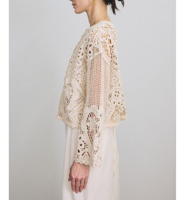 SALON adam et rope'「クロシェニットクロップドカーディガン」|カーディガン|