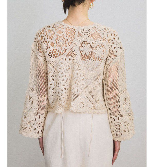 SALON adam et rope'「クロシェニットクロップドカーディガン」|カーディガン|