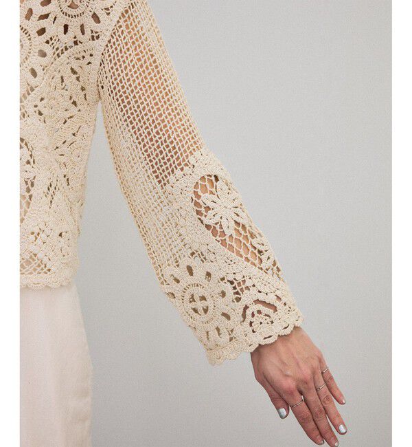 SALON adam et rope'「クロシェニットクロップドカーディガン」|カーディガン|