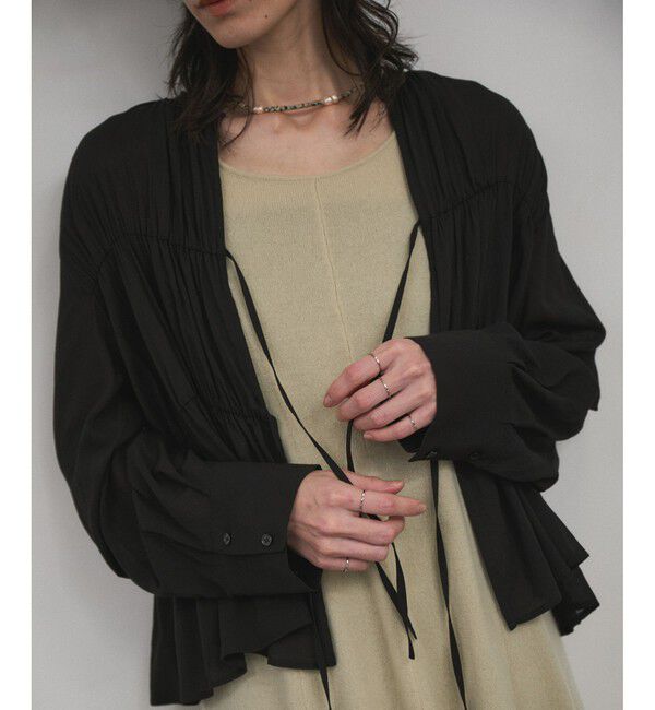 SALON adam et rope'「【WEB限定】フロントリボンティアードギャザーブラウス」|シャツ・ブラウス|