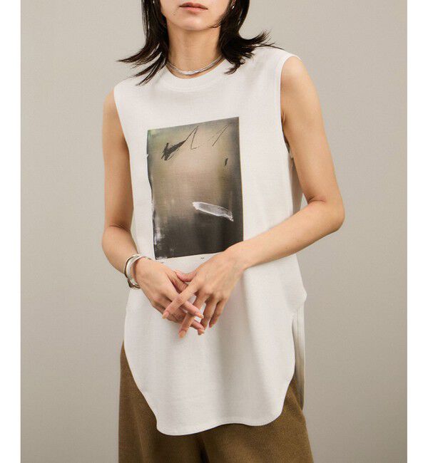 SALON adam et rope'「Yasuko Hirano / 平野泰子 ARTプリントノースリーブT」|タンクトップ|ホワイト(10)