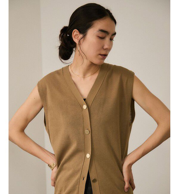 SALON adam et rope'「【WEB限定】ドライタッチメタルボタンニットジレ / ベスト［洗える］」|ベスト・ジレ|ブラウン系(22)