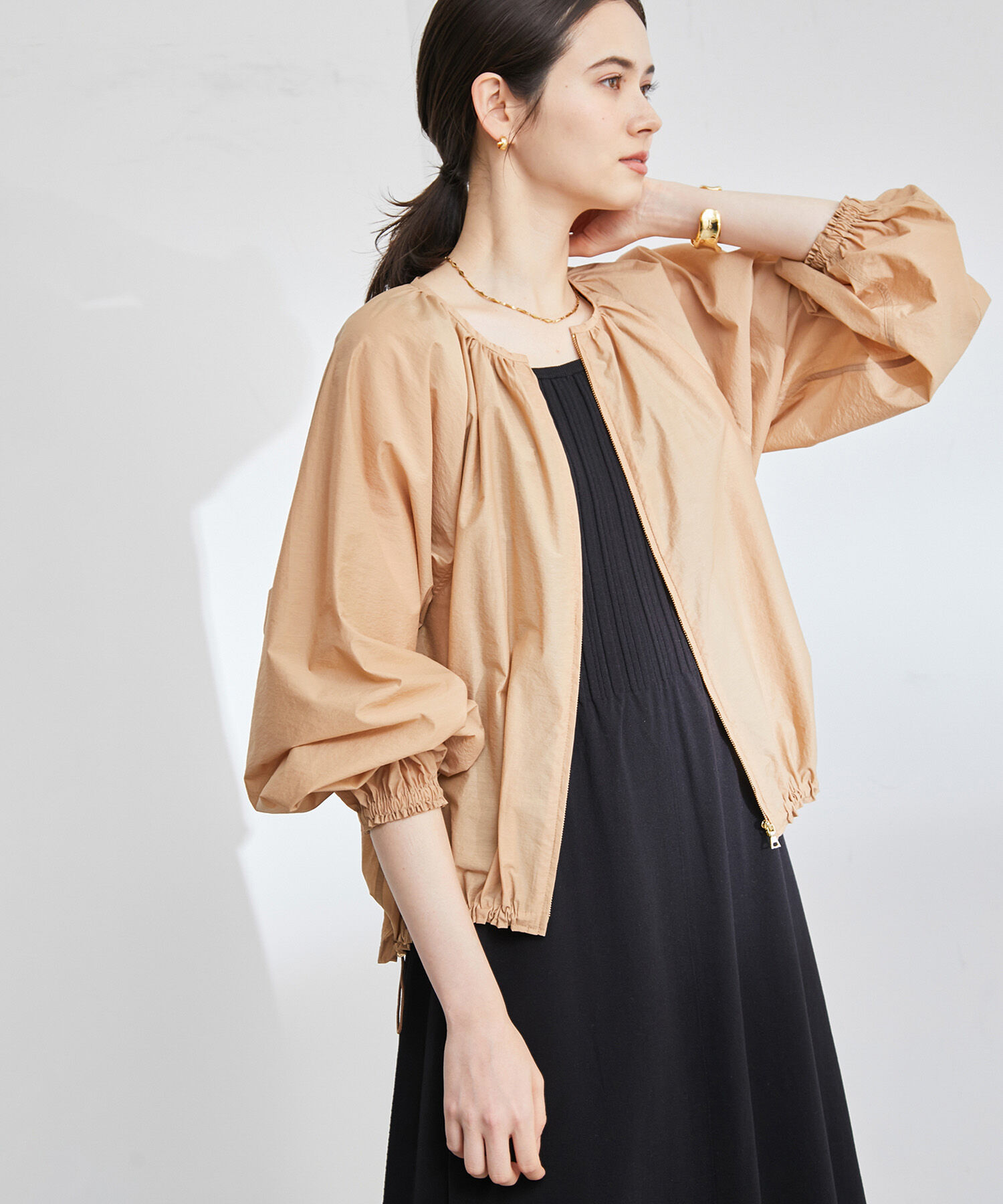 ROPE「コットンタフタギャザーブルゾン」|ブルゾン・スタジャン|