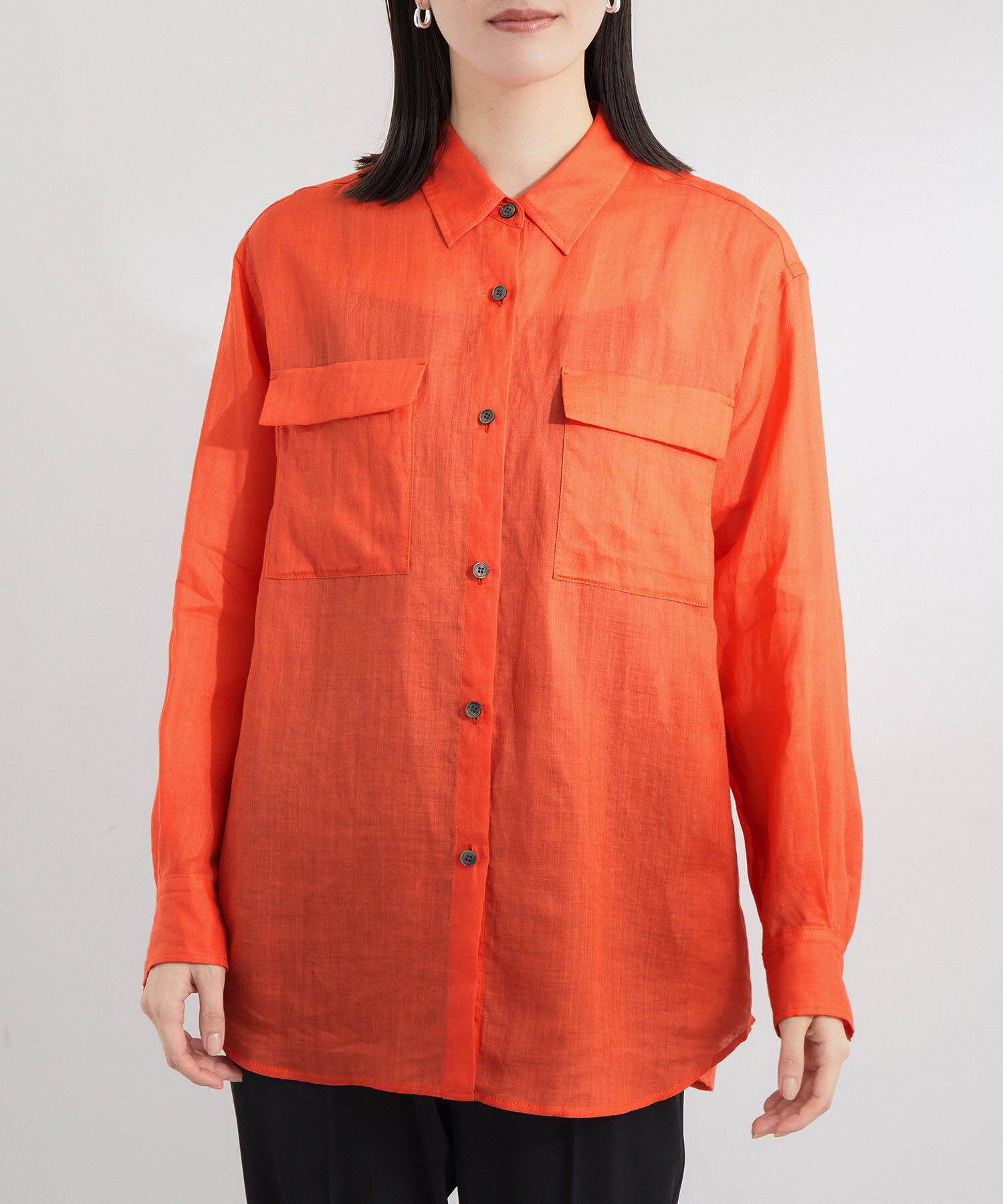 ROPE「【洗える】ラミーフラップポケットシアーシャツ/一部カラーセットアップ対応」|シャツ・ブラウス|