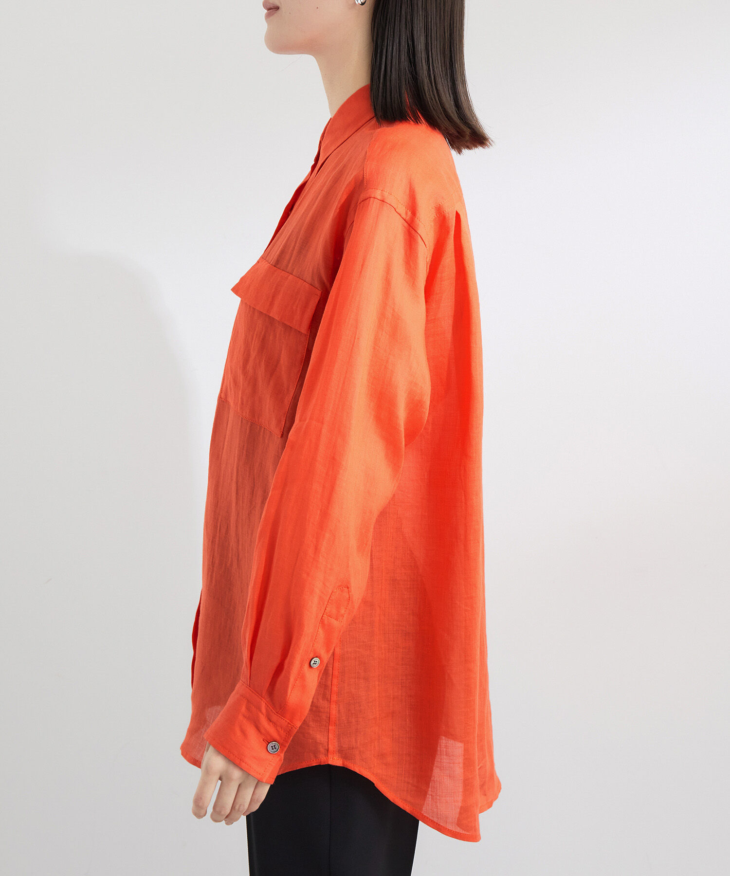 ROPE「【洗える】ラミーフラップポケットシアーシャツ/一部カラーセットアップ対応」|シャツ・ブラウス|