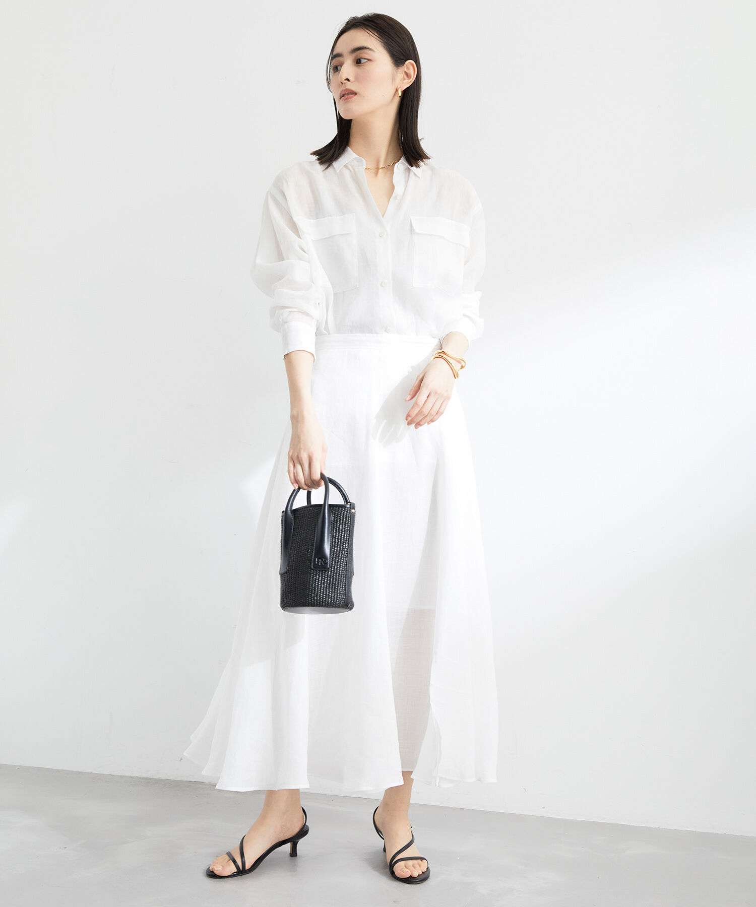 ROPE「【洗える】ラミーフラップポケットシアーシャツ/一部カラーセットアップ対応」|シャツ・ブラウス|