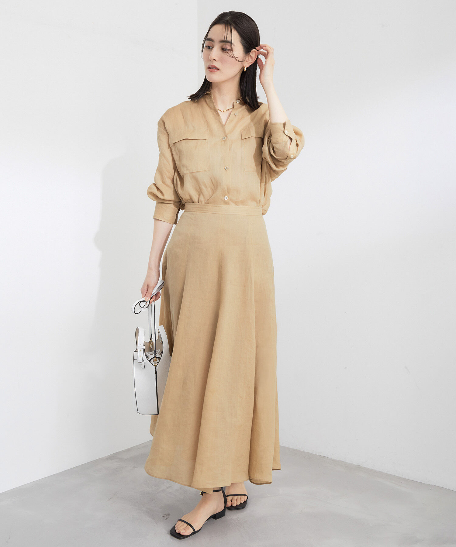 ROPE「【洗える】ラミーフラップポケットシアーシャツ/一部カラーセットアップ対応」|シャツ・ブラウス|